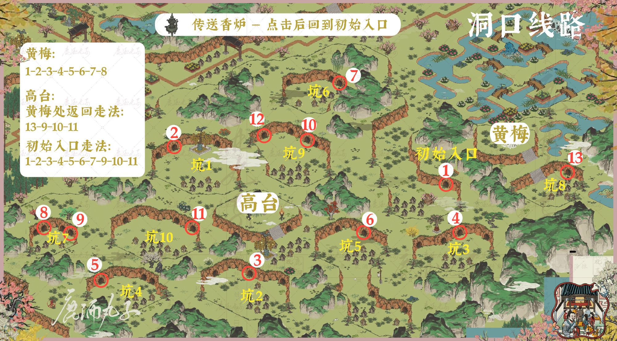 《江南百景图》灵猫花中眠洞口路线分享(图2) 《江南百景图》灵猫花中眠洞口路线分享(图2)